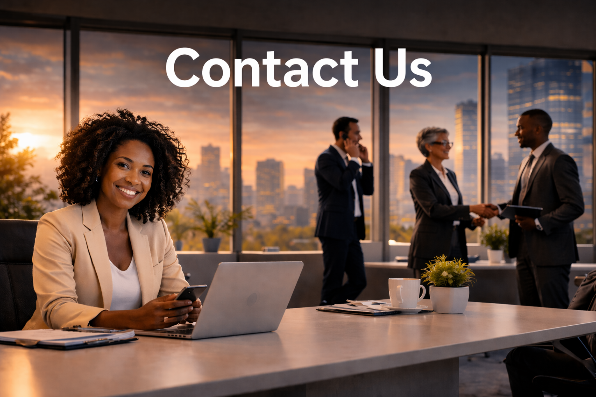 Professional contact and engagement scene in a modern office