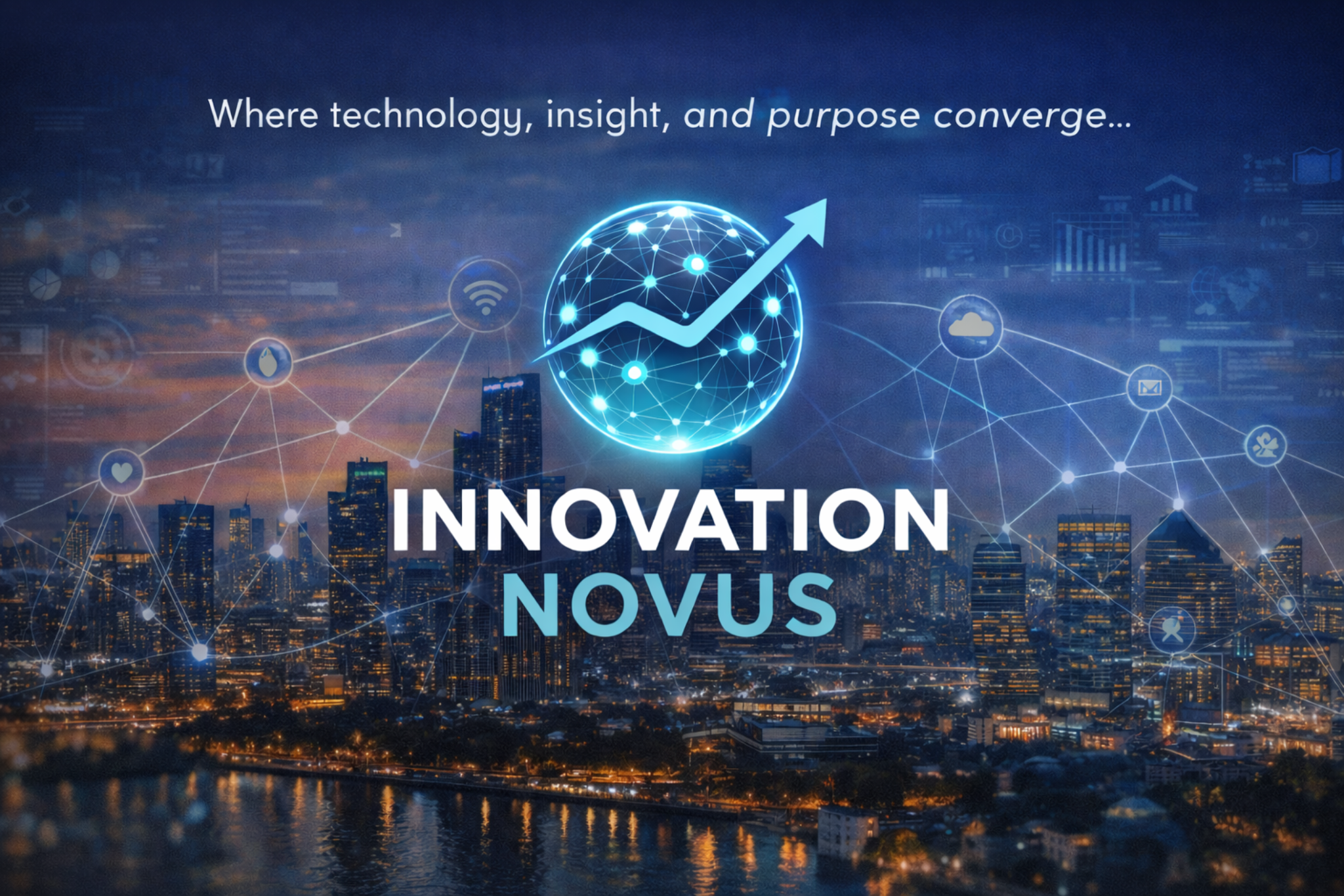 Innovation Novus skyline graphic with logo
